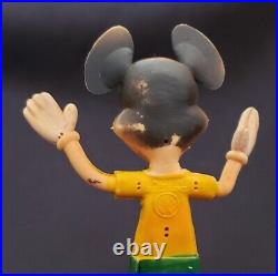 Vtg Walt Disney Productions Movable Mickey Mouse Figure Yellow V Neck Tee Shirt
