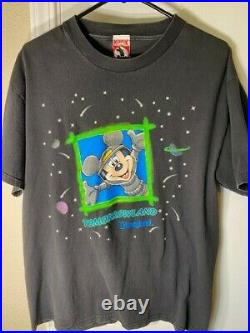 Vtg Walt Disney Tomorrowland T-shirt Mickey Astronaut L USA RARE