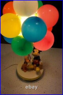 Walt Disney Mickey Mouse Pluto Balloon Nightlight And Lamp VTG Working Tested