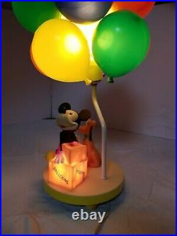 Walt Disney Mickey Mouse Pluto Balloon Nightlight And Lamp VTG Working Tested