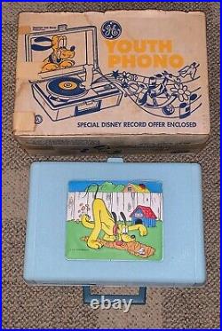 Walt Disney Pluto Record Player With Box Ge Works Vintage