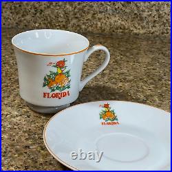 Walt Disney Productions Japan Orange Bird Florida Cup and Saucer Vtg 1970s RARE