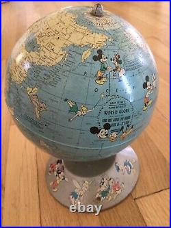 Walt Disney Rand McNally World Globe Disney Characters 1950's Vintage Shows Age