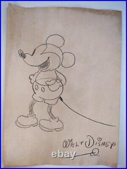 Walt Disney Signed and Stamped Vintage Painting Art Drawing Old Paper 10