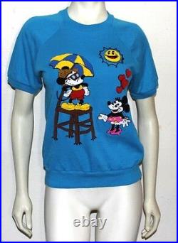 Walt Disney Sunday Comics vintage chenille Mickey and Minnie Mouse top L