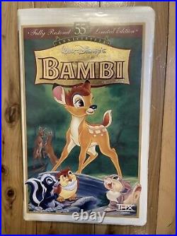 Walt Disney Vintage Set Of 5 VHS Tapes Snow White Bambi Pinocchio 101 Dalmations