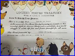 Walt Disney Vintage United States U. S. War Bond by Homer H. Boelter June 1945