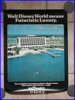 Walt Disney World Vintage 1976 Poster Contemporary Resort Hotel Mickey Mouse