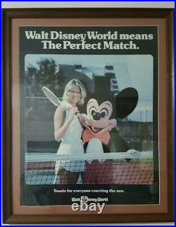 Walt Disney World Vintage 1976 Poster Tennis Match Mickey Mouse