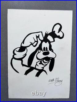 Walt Disney drawing on paper signed & stamped Vintage Art