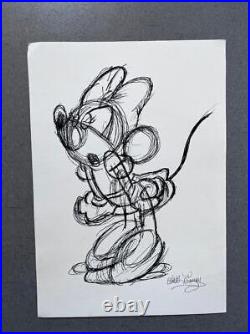 Walt Disney drawing on paper signed & stamped Vintage Art